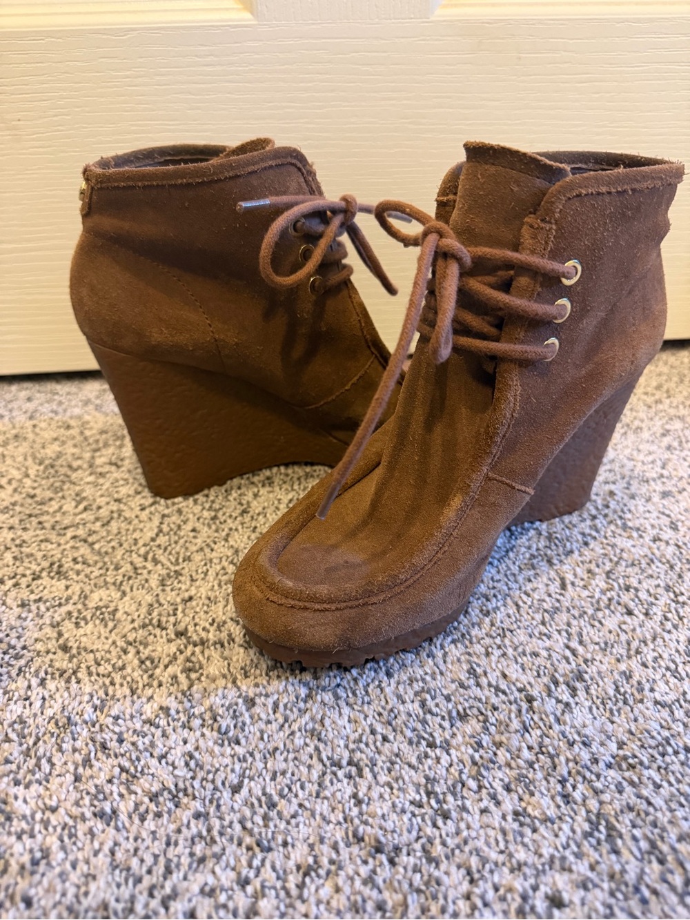 Michael Kors Brown Suede Wedge Ankle Boots